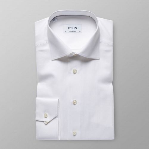 White Herringbone Cotton-Tencel Shirt Shirt