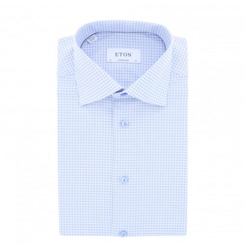 Eton Contemporary Fit - Light blue checkered shirt