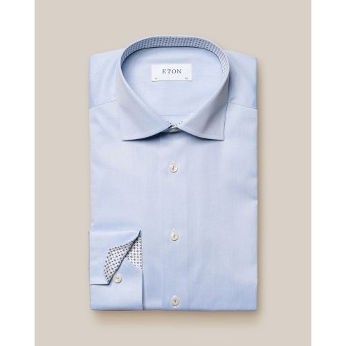 Eton Slim Fit - Light Blue Micro Print