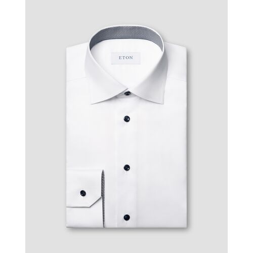 Eton Contemporary Fit - White Geometric Effect Signature Twill Shirt