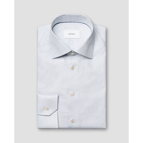 Eton Contemporary Fit - Light blue Stripe Fine Twill Shirt