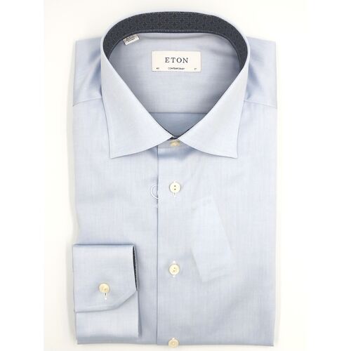 Eton Contemporary Fit - Light blue Geometric Effect Signature Twill Shirt